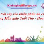 Bổ sung trái cây vào khẩu phần ăn của trẻ tại Trường Mẫu giáo Tuổi Thơ – Hoà Bình