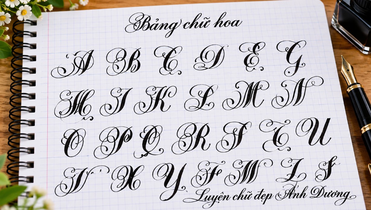 Mẫu chữ hoa sáng tạo nét thanh nét đậm